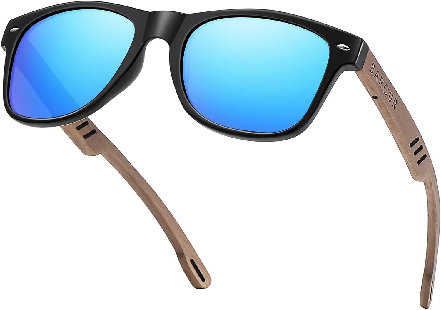 

Солнцезащитные очки Barcur Wood для мужчин и женщин, поляризованные, с защитой от УФ-излучения, оправа из черного ореха/дерева «зебра», в комплекте с футляром, Iceblue