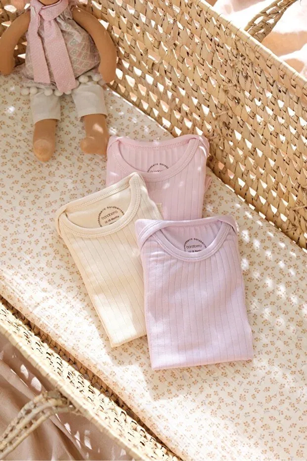 Детское боди-комбинезон без рукавов с конвертом-воротником Basics Bondberro, Lila / Pink / Cream — фото 2