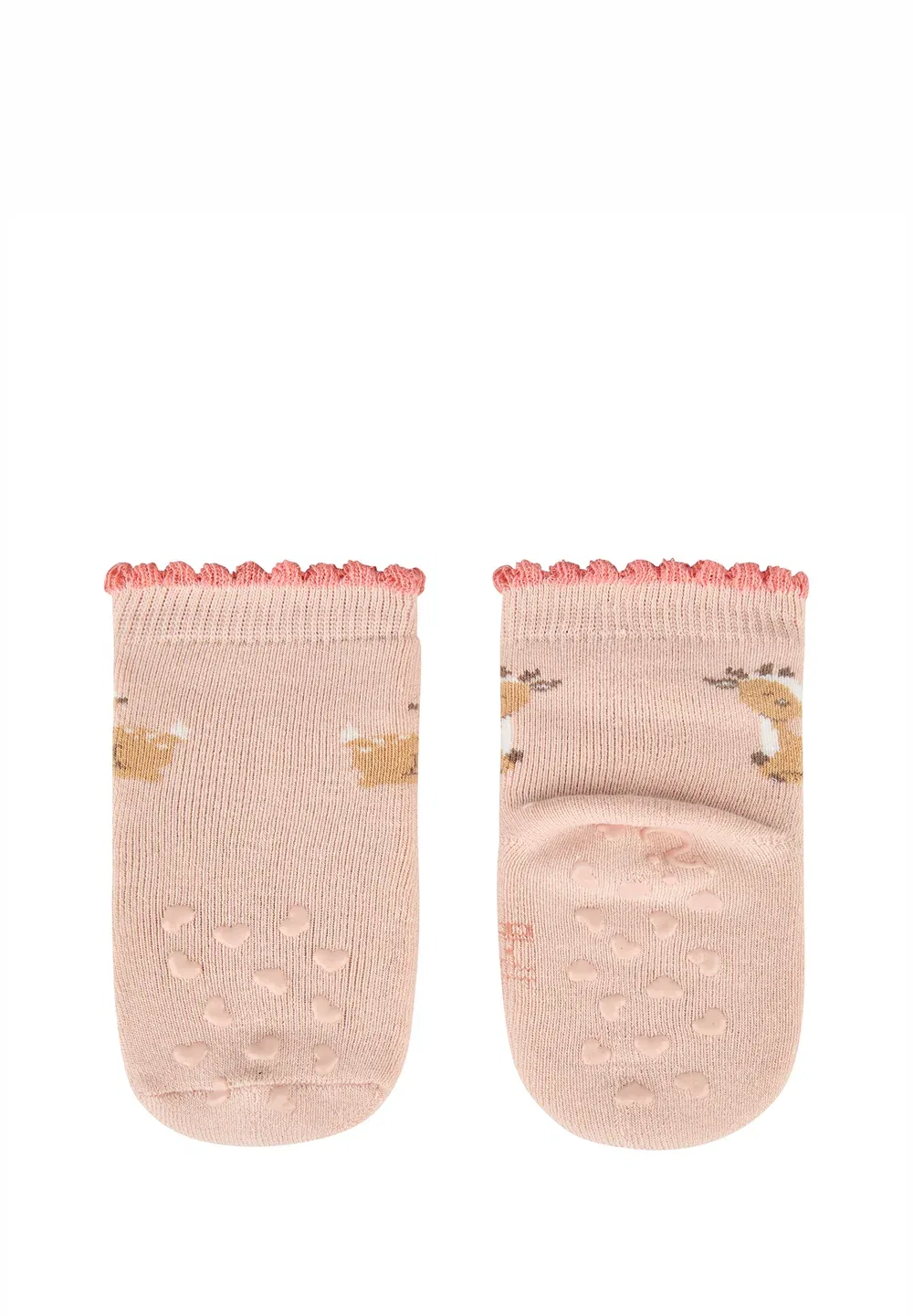 Abs krabbelsocken 2er Pack reh und uni mit innenfrottee унисекс - носки Sterntaler, Zartrosa — фото 2