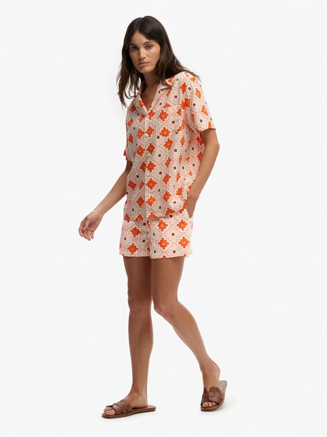 Шорты пляжные хлопковые Superdry Orange, оранжевый — фото 4