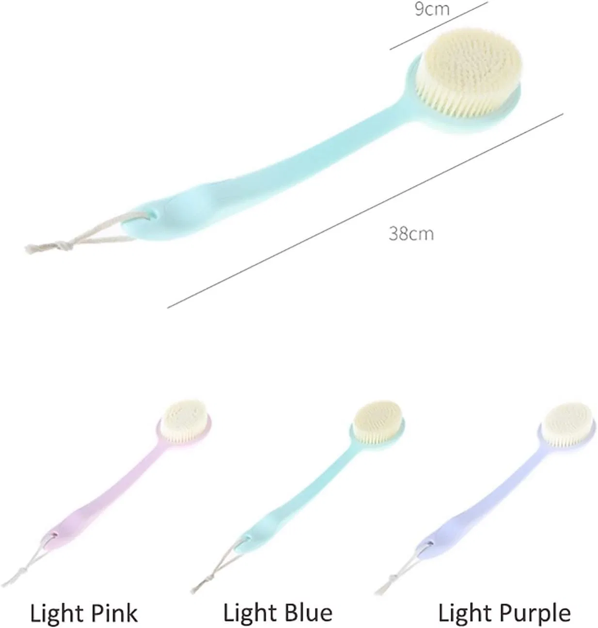 Бамбуковая щетка для душа с длинной ручкой, HMTE, Light Blue — фото 2
