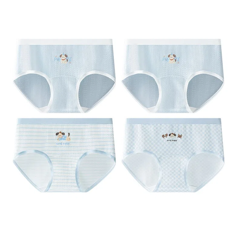 Детские трусы с принтом модель 10A Red bean, Цвет: 4 штуки: Light Blue Dog, White Striped Dog, White Diamond Dog