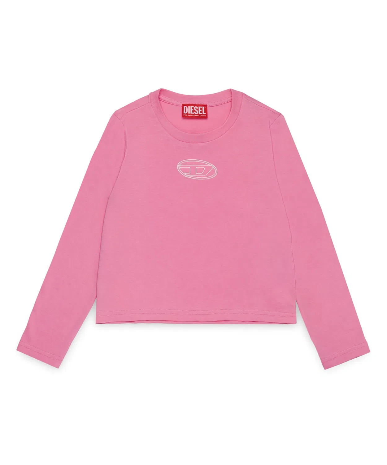 Детская футболка с длинным рукавомс вышивкой бренда DIESEL KIDS, Pink