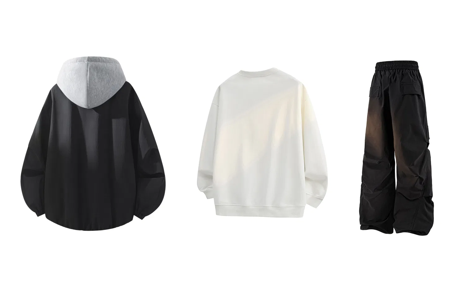 Детский комплект свитшотов с капюшоном Khaki+White+Black (DIY Badge) WARRIOR — фото 4