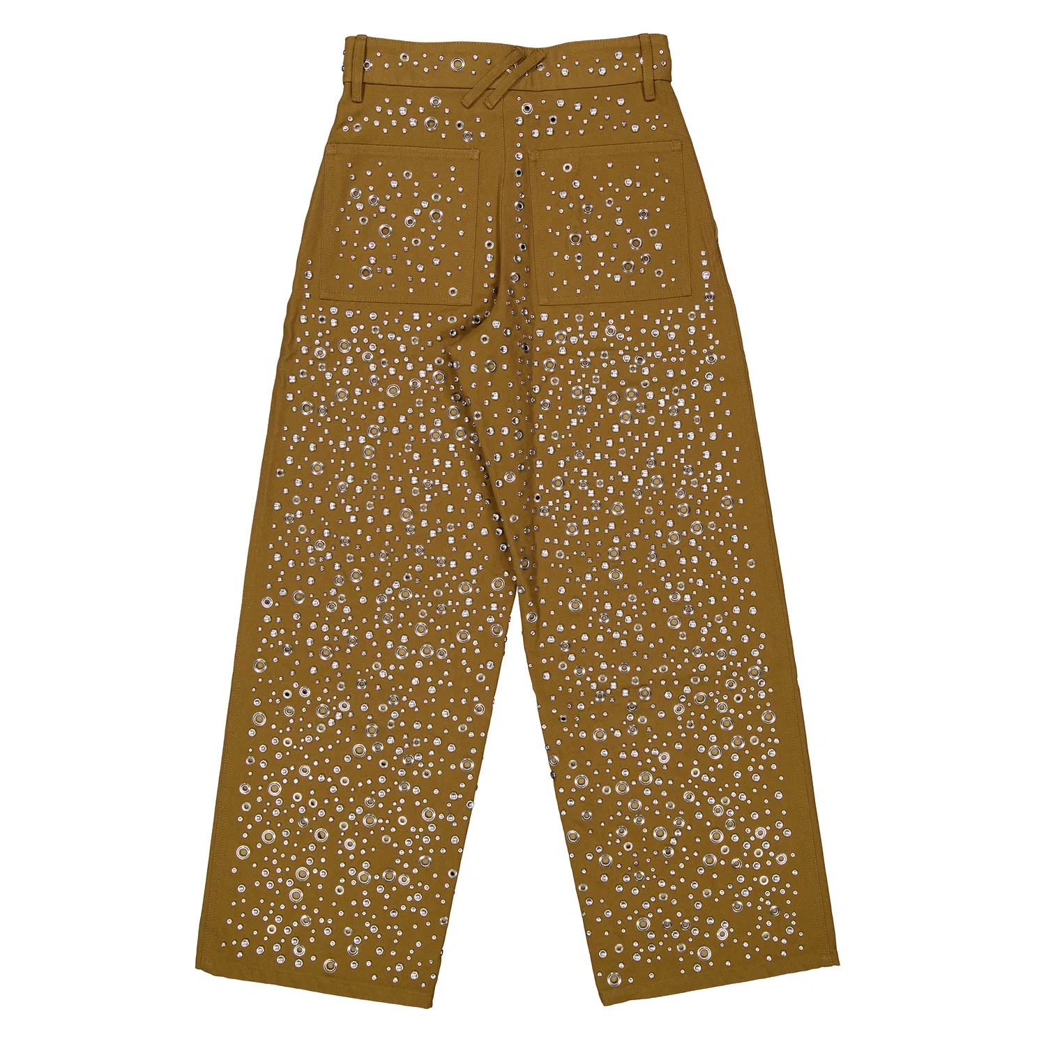 Брюки хлопковые с декором айлет Eyelet Embellished Cotton Trousers Burberry, Timber — фото 3