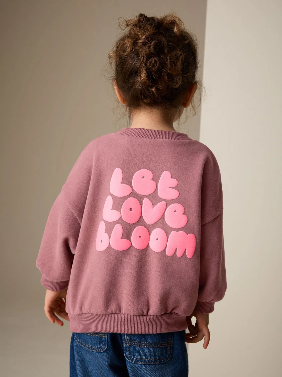 Свитшот с принтом Let Love Bloom, Mocha Brown Next