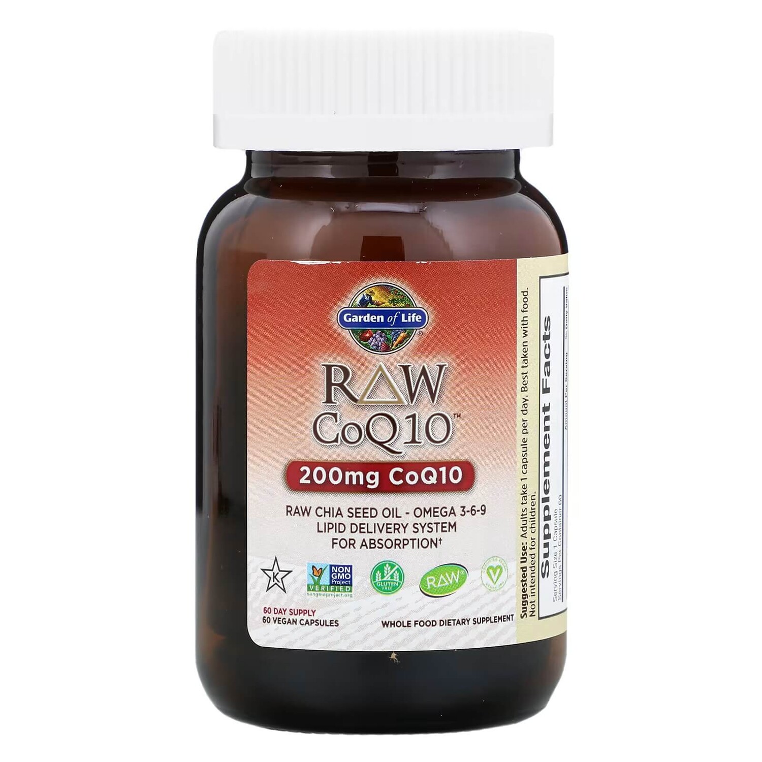 

RAW CoQ10, 200 мг 60 капсул, Garden of Life