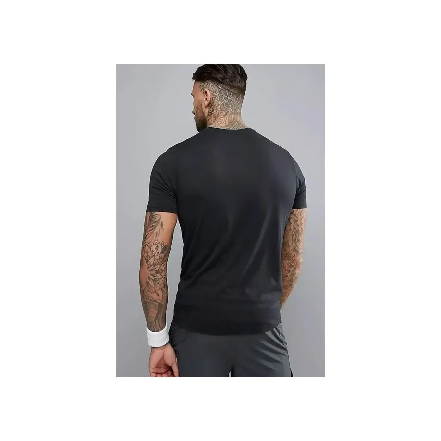 Футболка спортивная с коротким рукавом Dri-Fit Training Swoosh Nike, Черный — фото 4