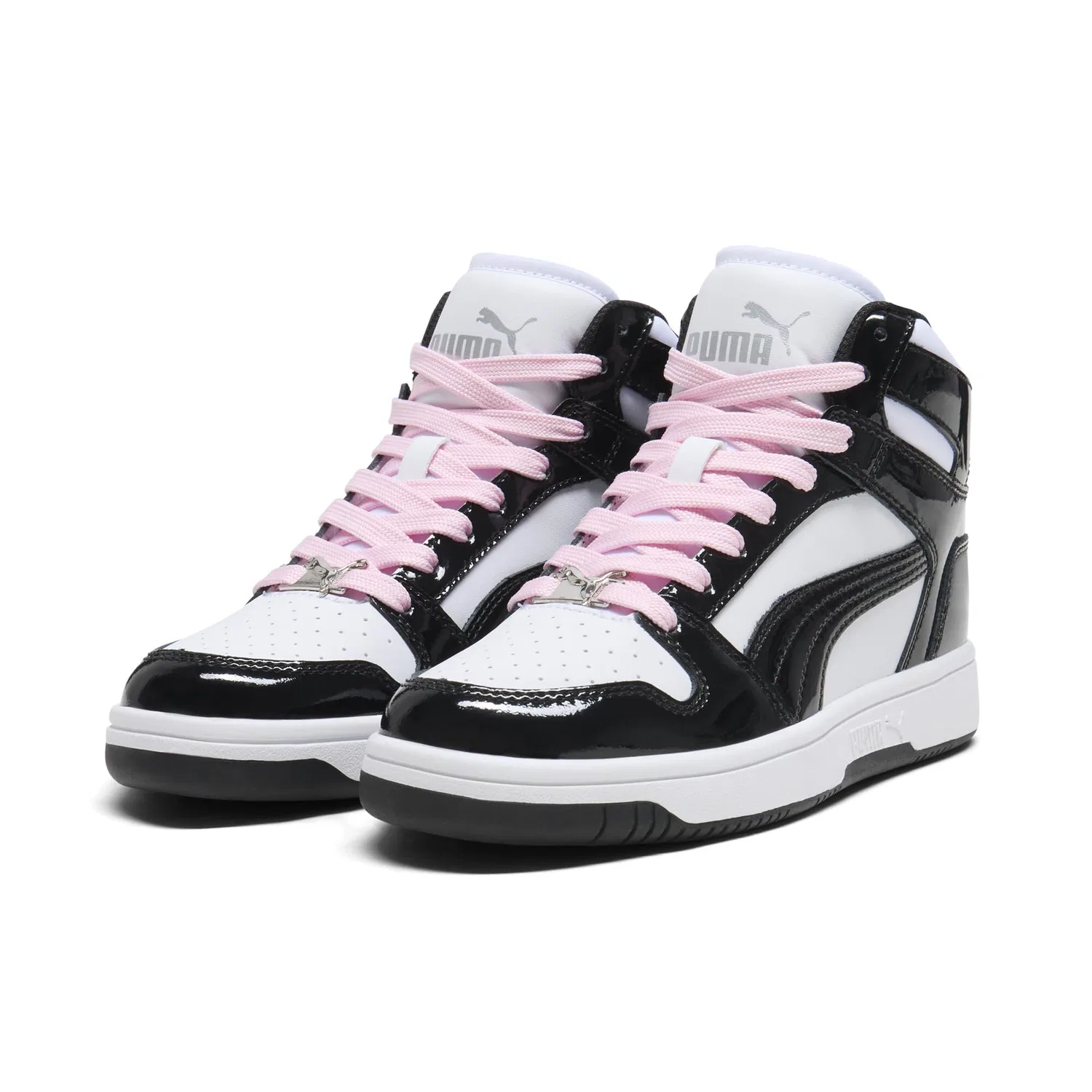 Детские кроссовки для мальчиков высокие PUMA Rebound Layup Mid PUMA White PUMA Black Pale Pink — фото 2