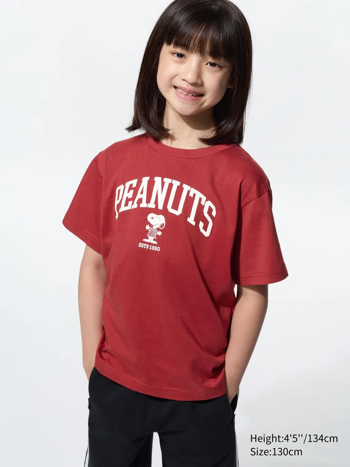 Футболка для детей Uniqlo, графический принт Peanuts UT, красный — фото 2