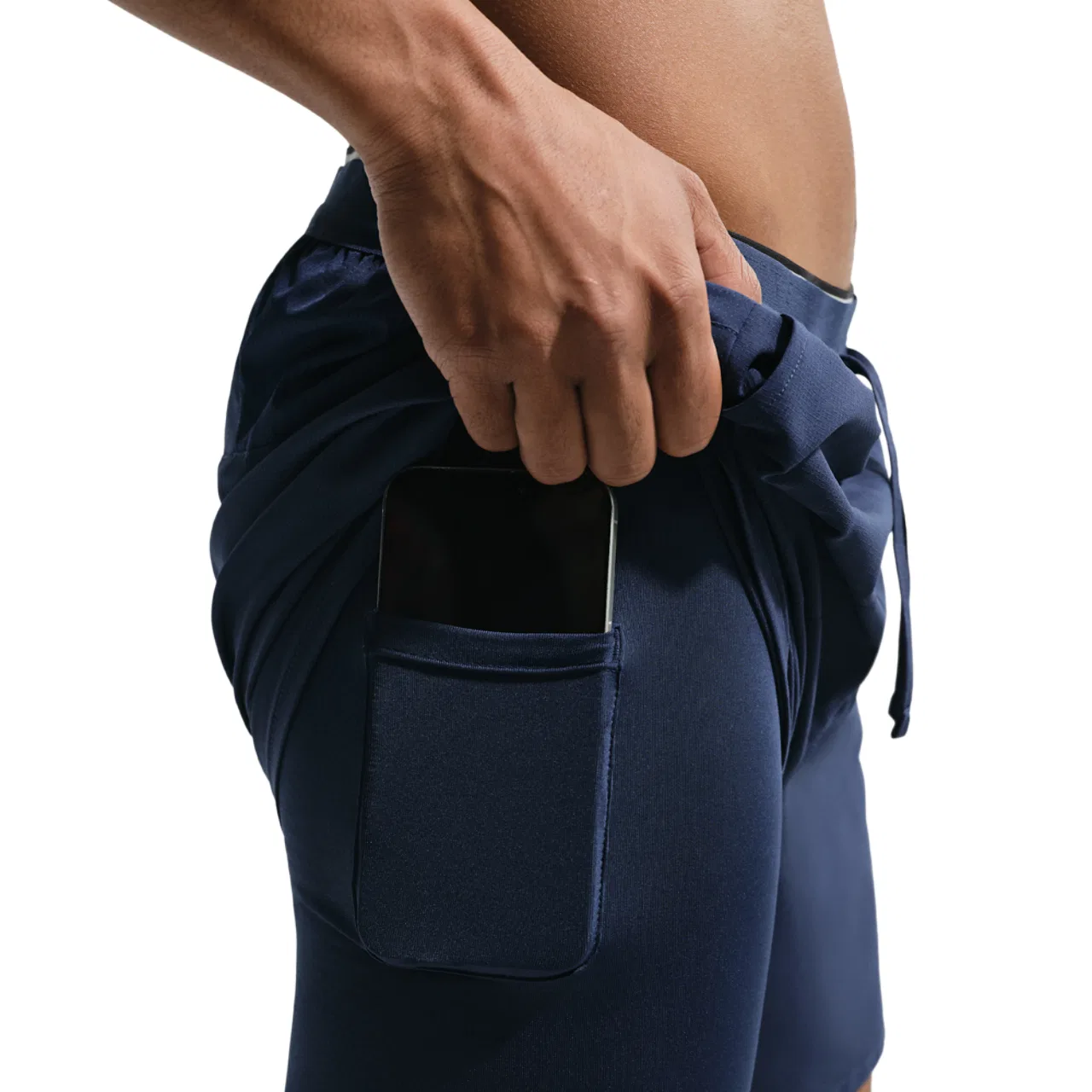 Мужские шорты с длинным рукавом Nike Dri-FIT Stride 2in1, Midnight Navy Reflective Silver — фото 3