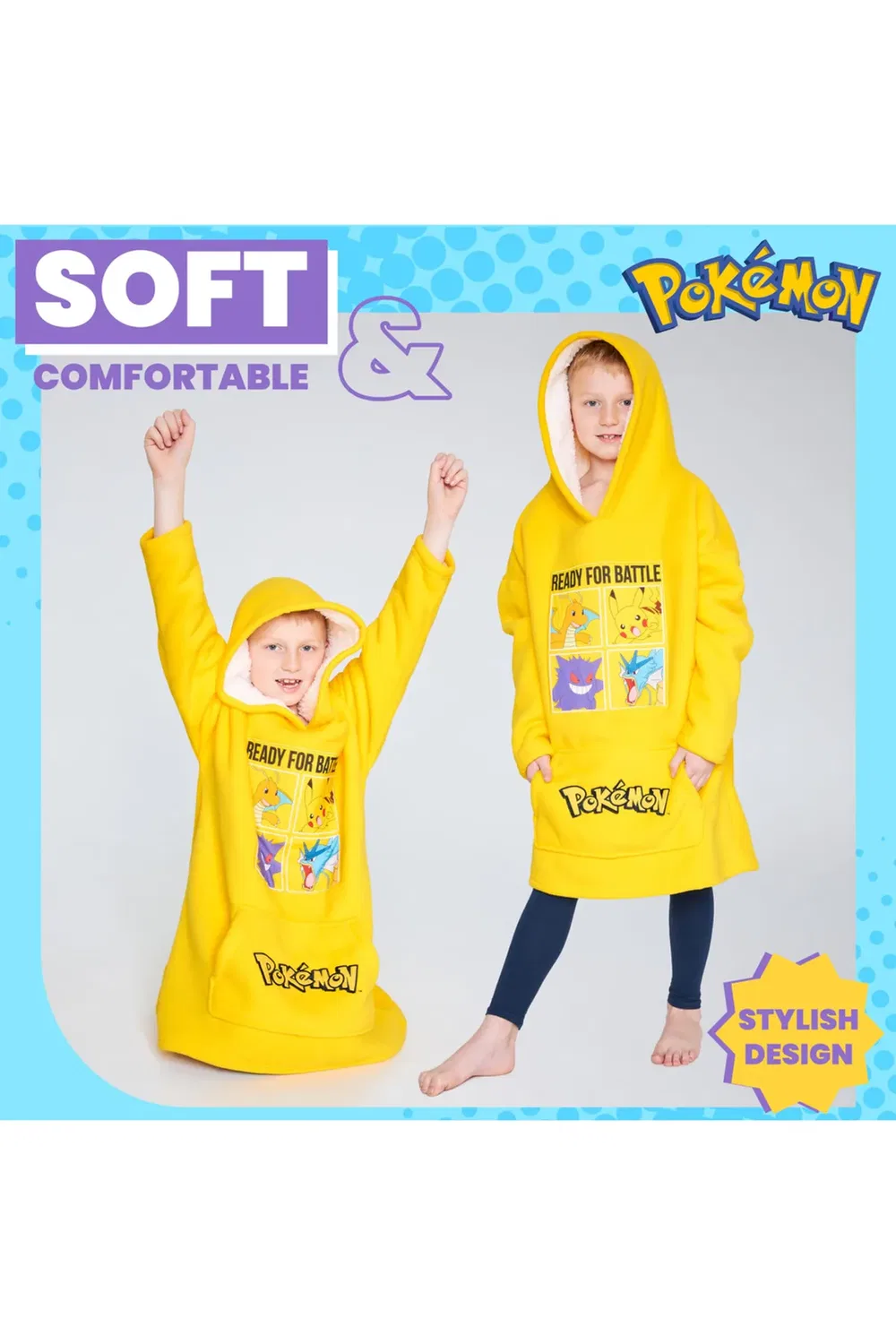 Худи оверсайз из флиса Pokemon, Yellow — фото 3