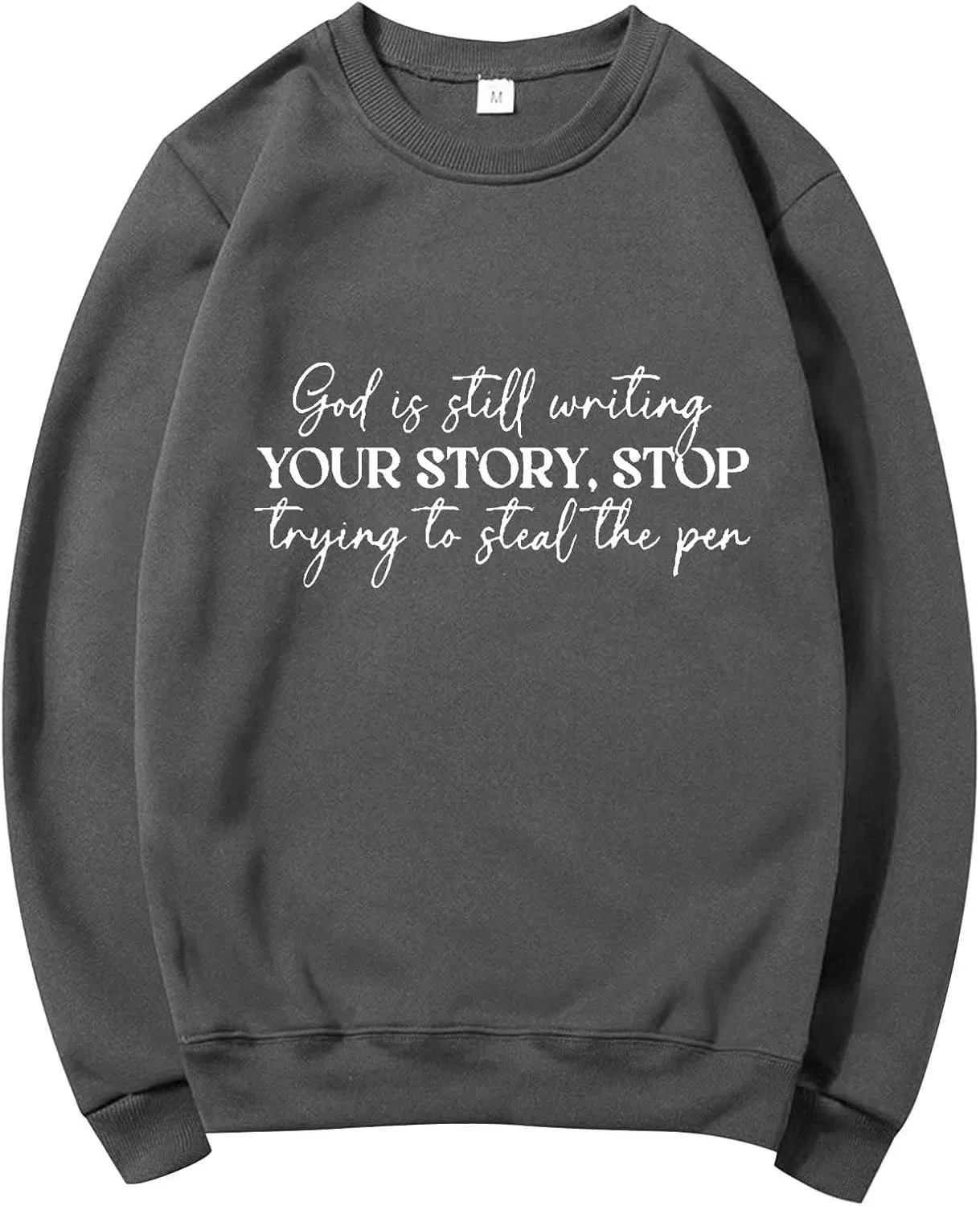 Женский свитшот-худи с принтом God Is Still Writing Your Story, тёмно-серый — фото 2