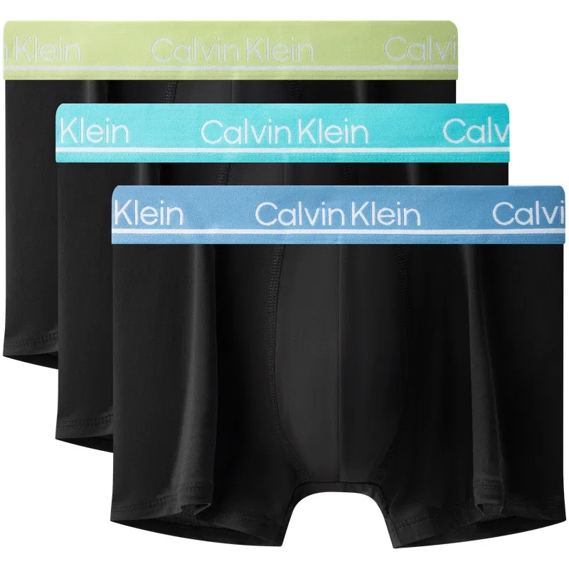 Мужские боксеры-слипы с принтом, комплект из 3 шт, Calvin Klein, Sky Blue/Dining Blue/Lemon