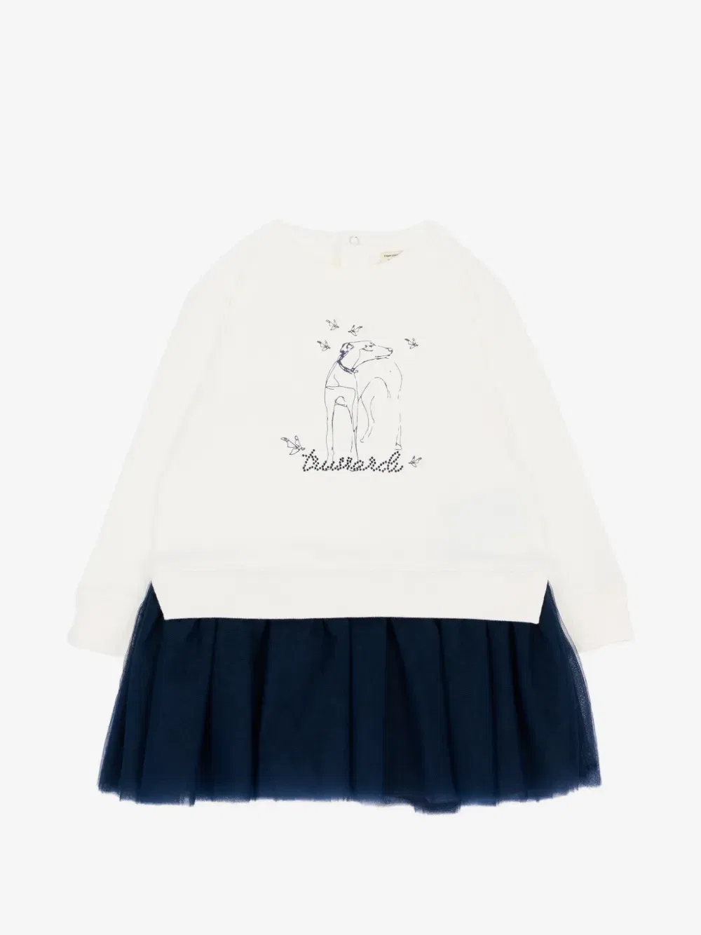 Платье с длинными рукавами и юбкой из тюля Trussardi Junior, бежевый