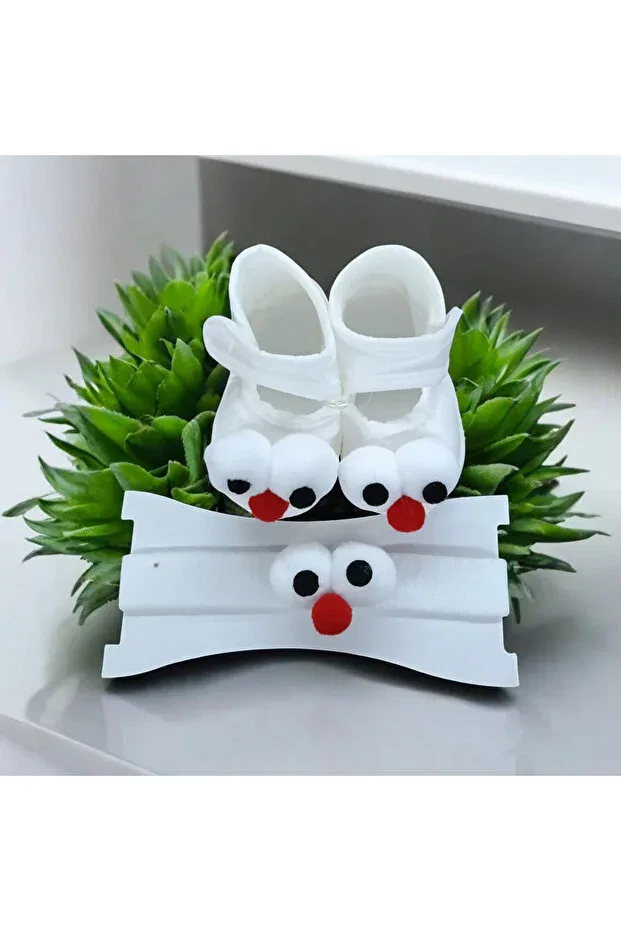 Детские пинетки для новорожденных с банданой Özkardeşler Baby, Ecru