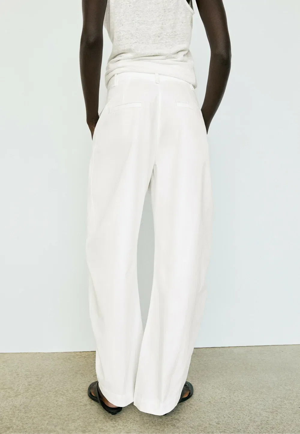 Свободные брюки-костюм бочкообразного кроя Massimo Dutti, White — фото 3