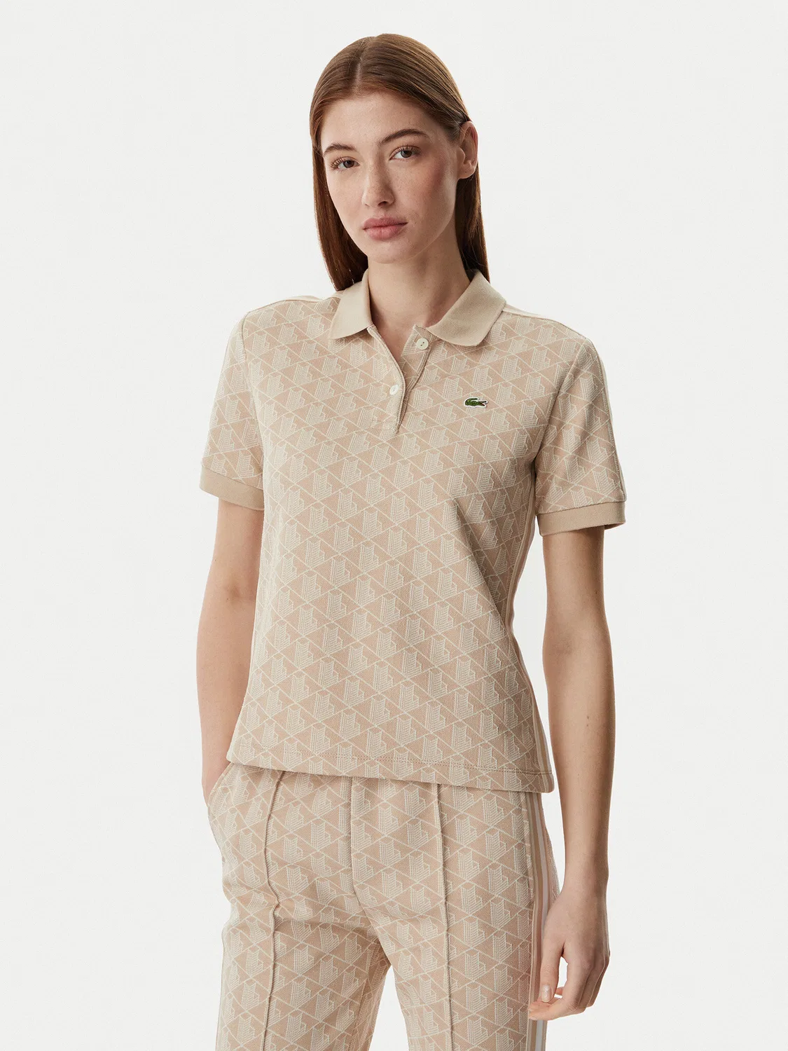 Женское поло приталенного кроя Lacoste, светло-бежевый