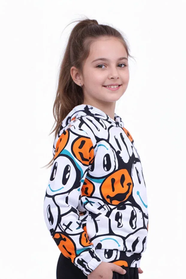 Детское худи для девочек с принтом Fyk Kids, Orange — фото 2