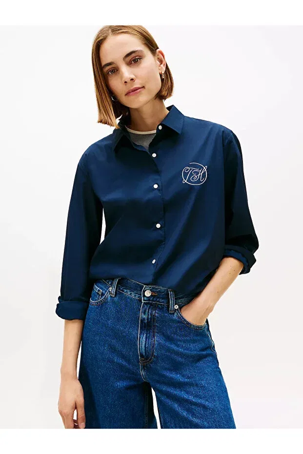Женская рубашка с принтом Tommy Hilfiger, Navy Blue