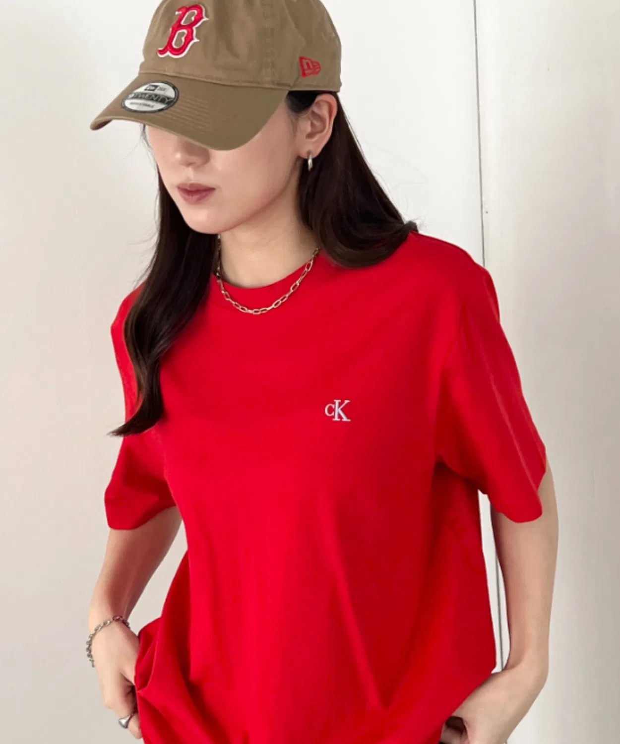 Мужская футболка Calvin Klein с вышивкой логотипа, модель SS EASY MONOGRAM TEE, Красный