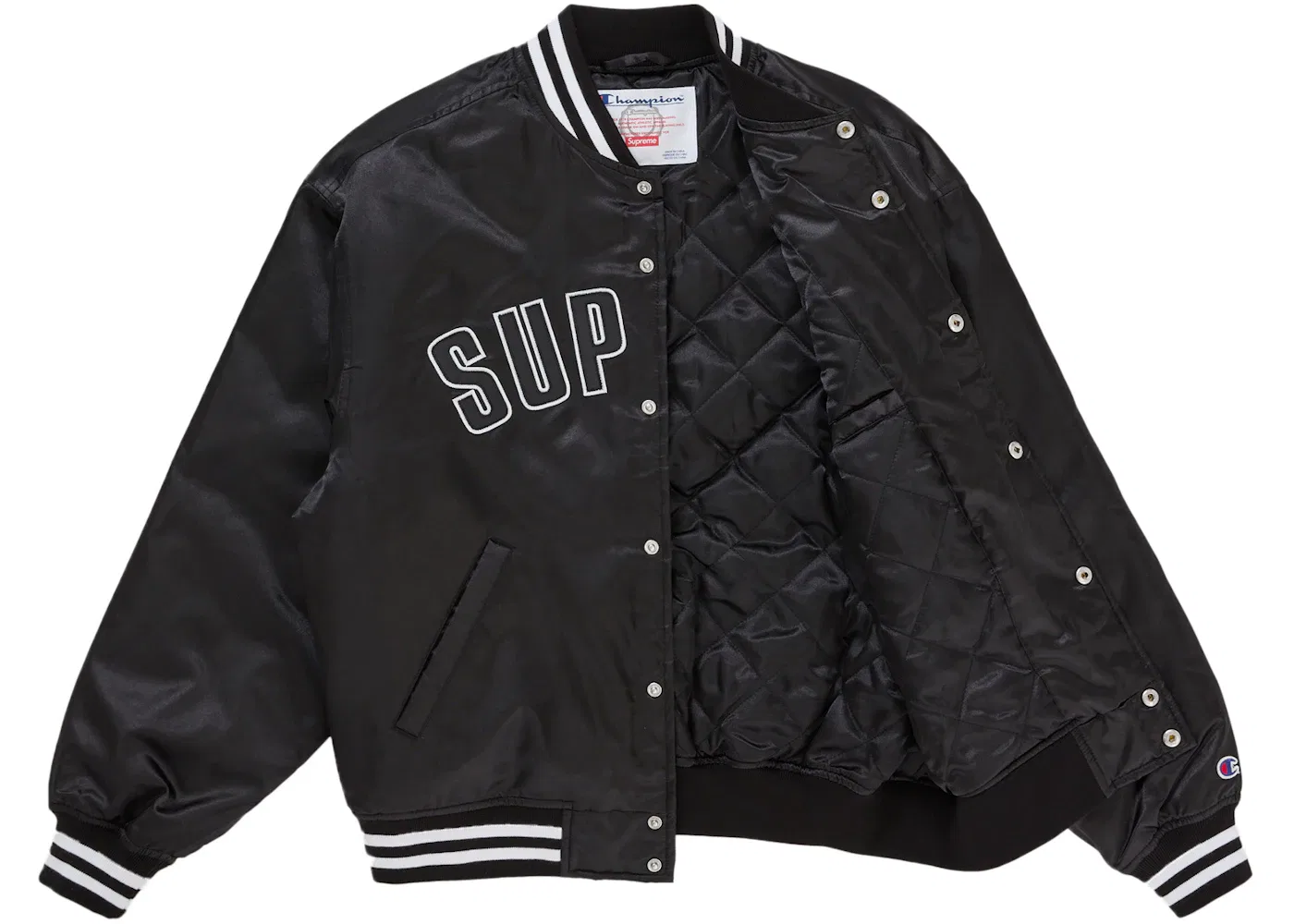 Мужская куртка из атласа с принтом Varsity Supreme, Black — фото 2