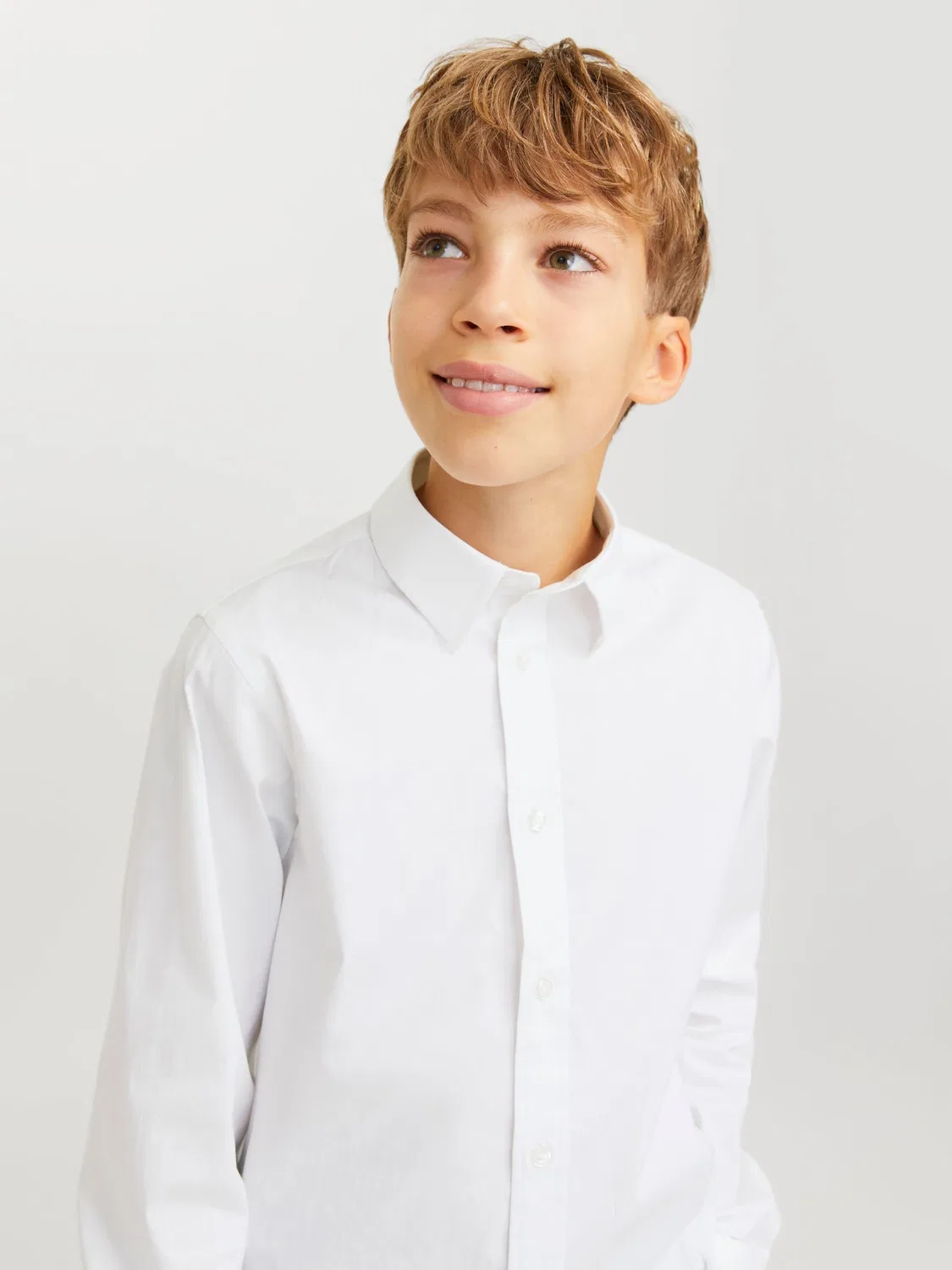 Рубашка приталенная, хлопок с эластаном JACK & JONES JUNIOR, белый — фото 3