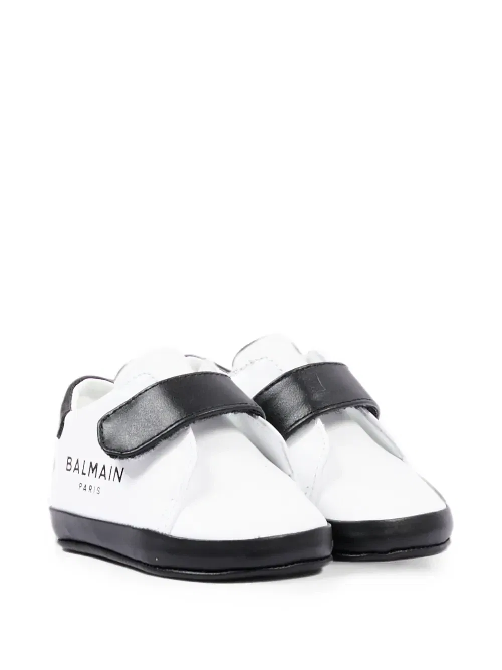 Кроссовки из кожи с липучками Balmain Kids, белый