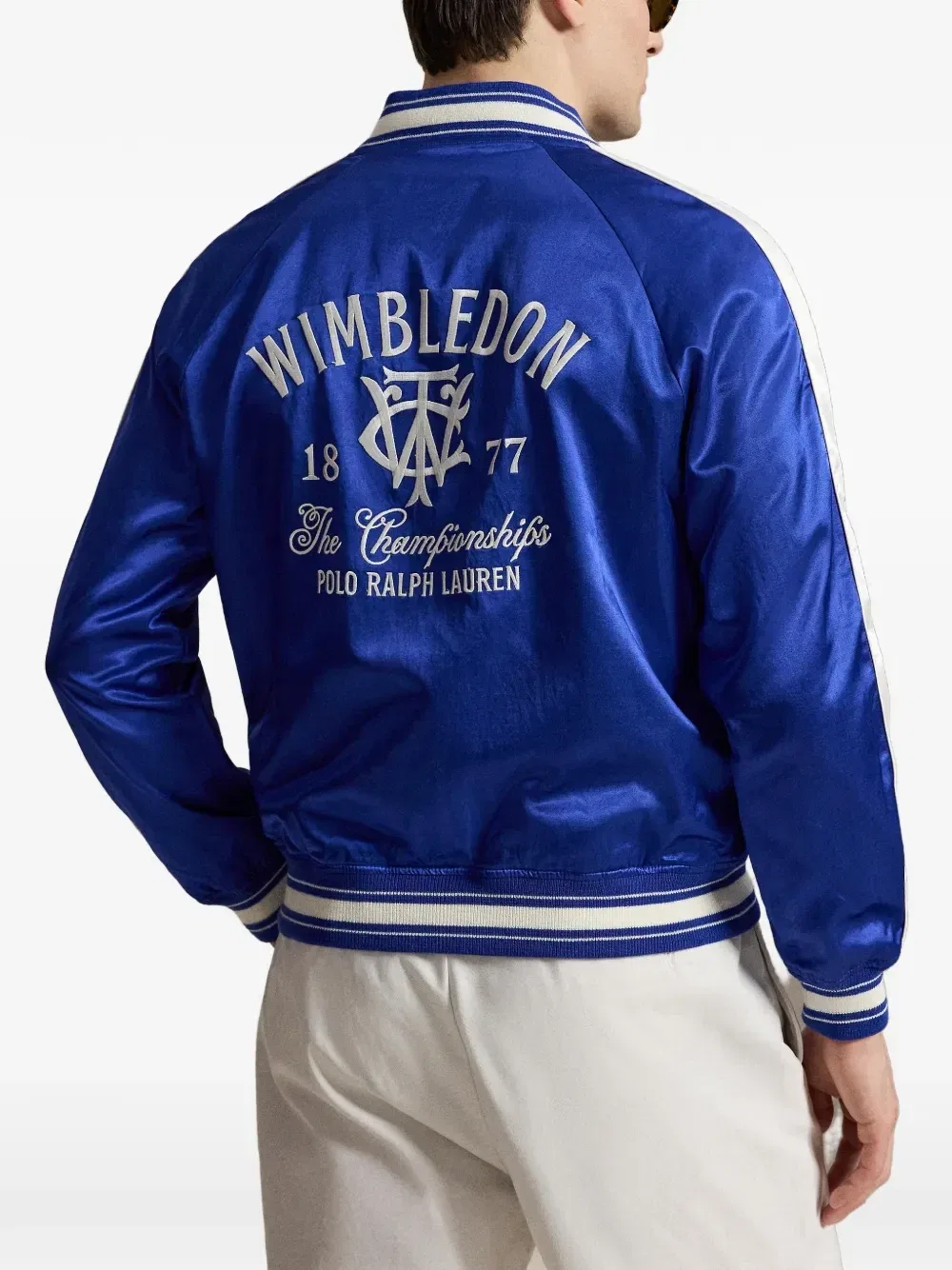 Атласная куртка Wimbledon с вышивкой Polo Ralph Lauren, синий — фото 3