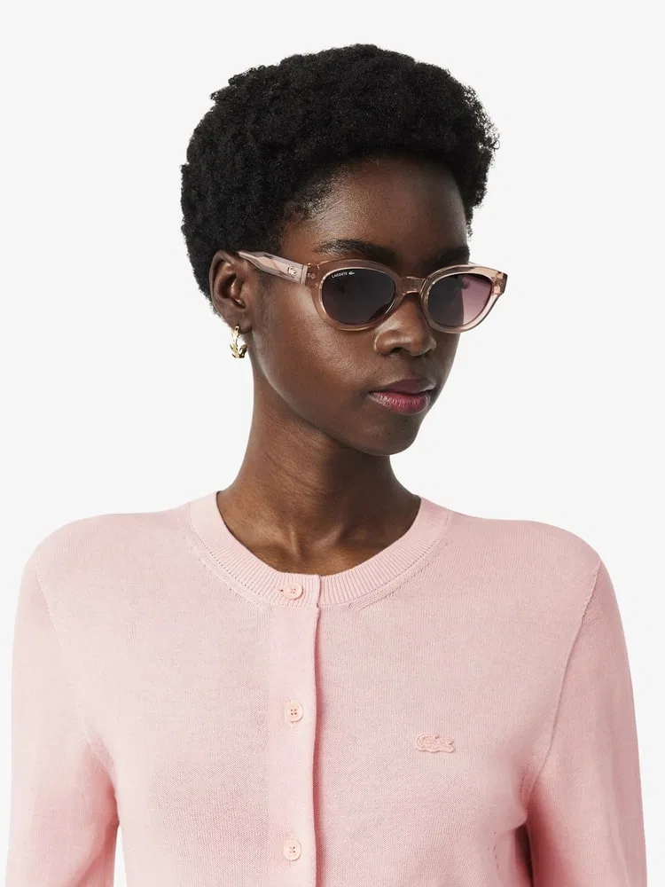 Кардиган женский LACOSTE Light Pink, хлопковый, с круглым вырезом — фото 2