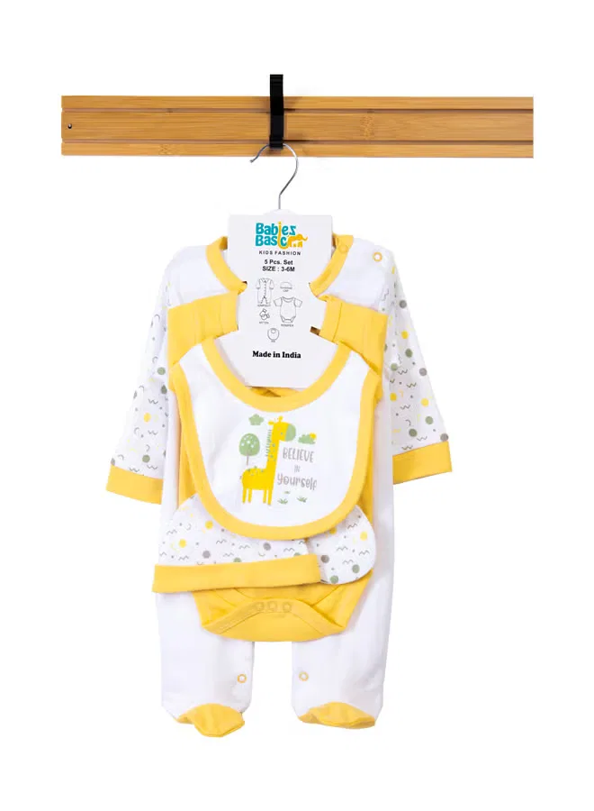 Комплект из 5 предметов для младенцев Babies Basic, лимонный