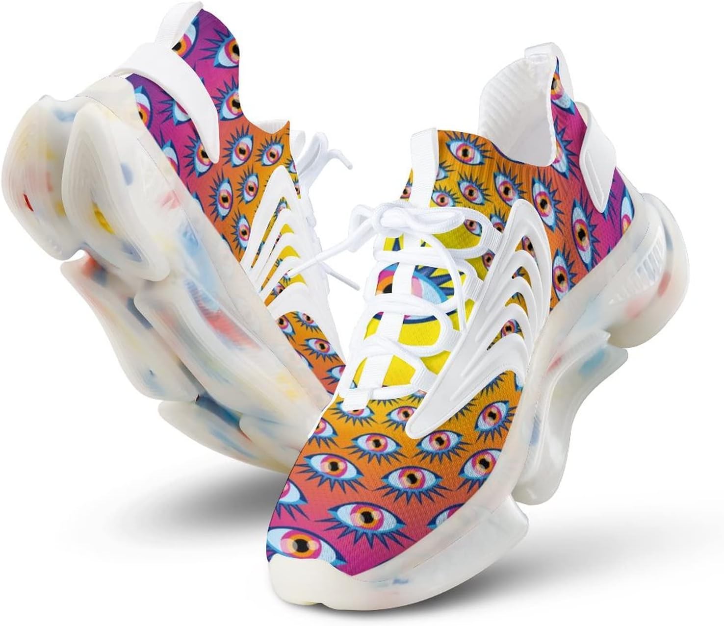 

Мужские кроссовки Psychedelic Eyes на шнуровке для бега, ходьбы, тенниса и тренировок, дышащие Weedkeycat, белый