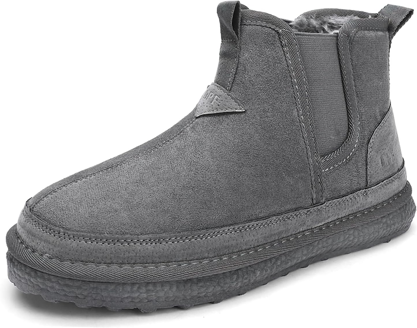 

Зимние мужские ботинки с меховой подкладкой, теплые, противоскользящие, замшевые ботинки Челси Yebonsho, серый