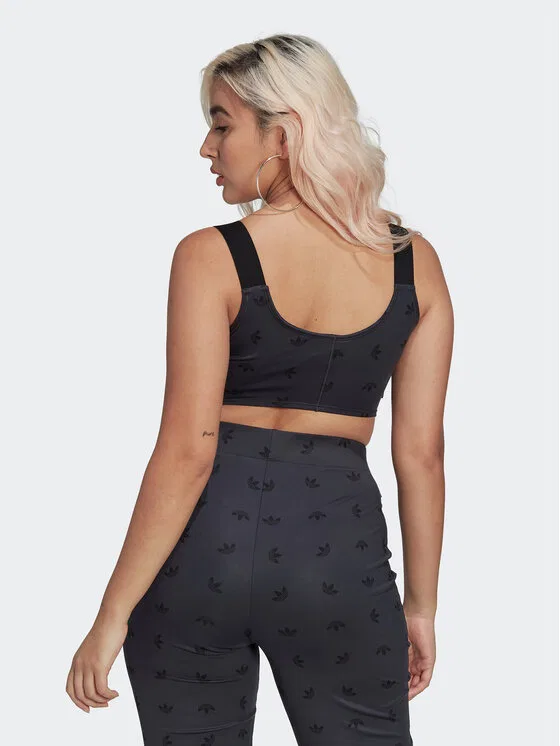 Топ slim fit Allover Print Corset Adidas, серый — фото 3