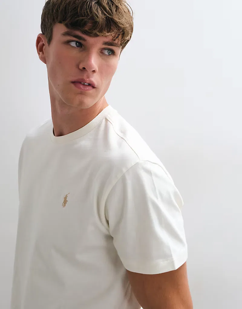 Классическая футболка Polo Ralph Lauren с логотипом Icon, кремовый — фото 3