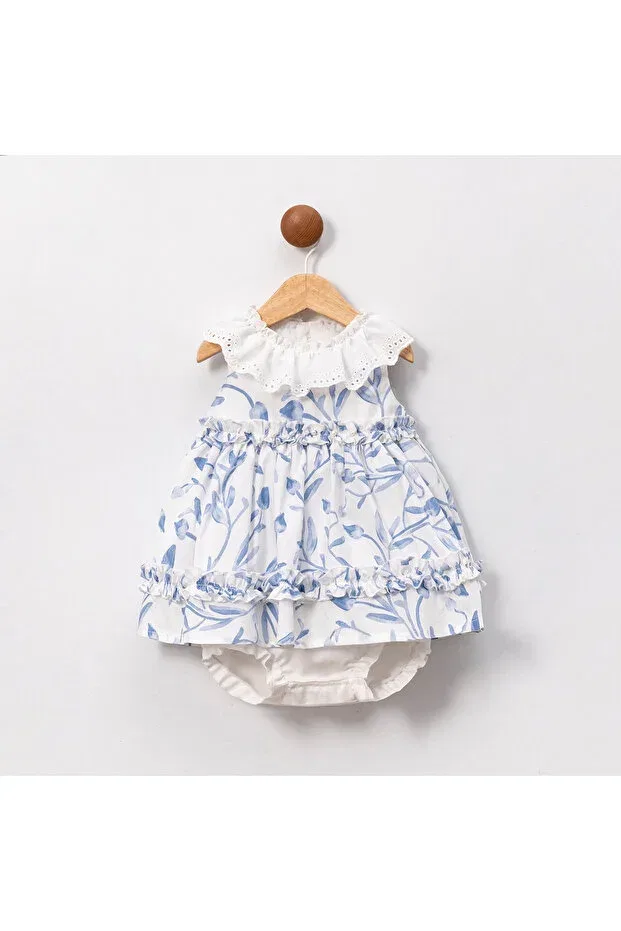 Детский комплект для девочек с цветочным принтом Ma Moi Baby For A Little Smile, Blue — фото 3