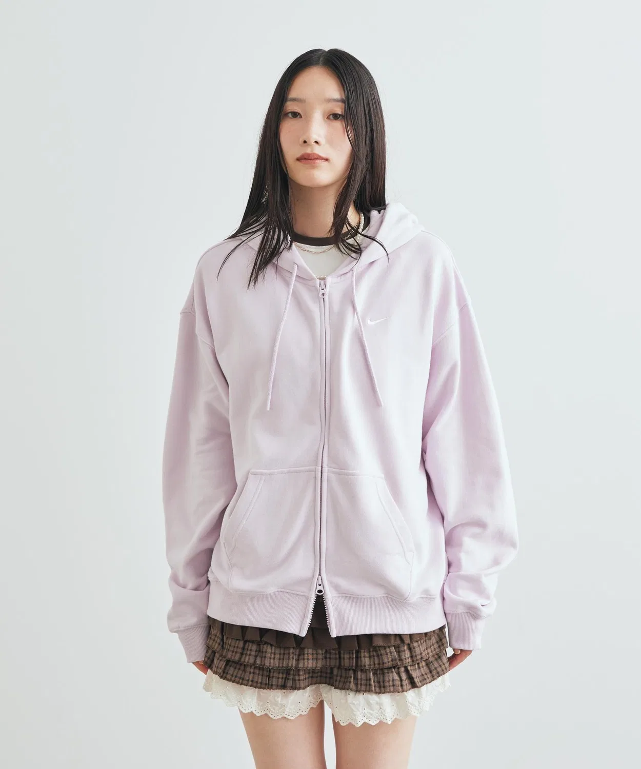 Женский худи с длинным рукавомNike Studio Fleece Lightweight Oversized Full-Zip Hoodie, Bleached Lilac