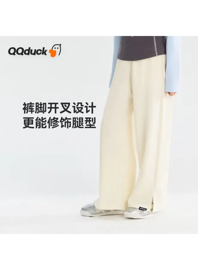 Широкие брюки для девочек из хлопка Qq Duck, айвори — фото 3