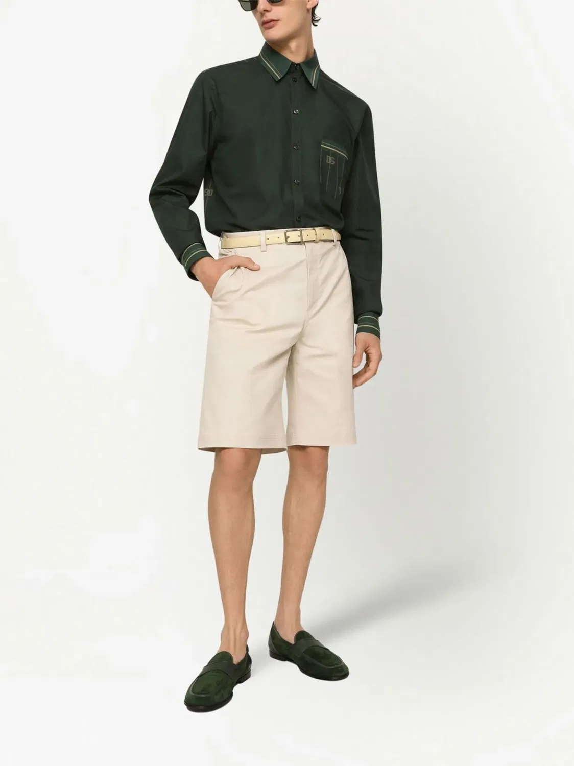 Шорты изStretch-Cotton с логотипом Dolce & Gabbana, светло-бежевый — фото 3