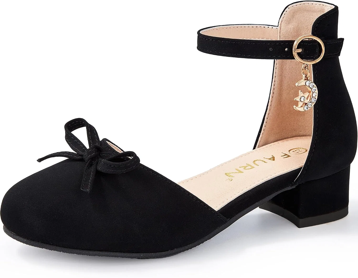 Детские туфли для девочек с бантом Faurn, Black Nubuck
