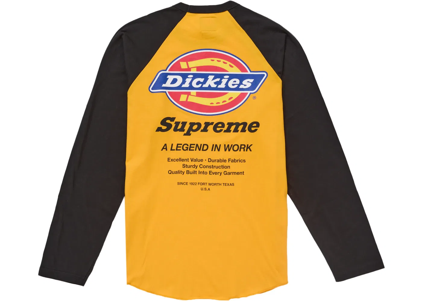 Мужская футболка с длинным рукавом Supreme Dickies Raglan L/S Top, Black — фото 2