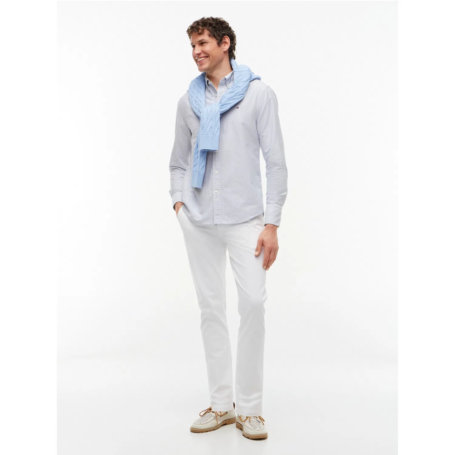 Мужская рубашка с длинным рукавом Heritage Oxford Stripe Regular Fit Tommy Hilfiger, рубашка Blue / White — фото 4