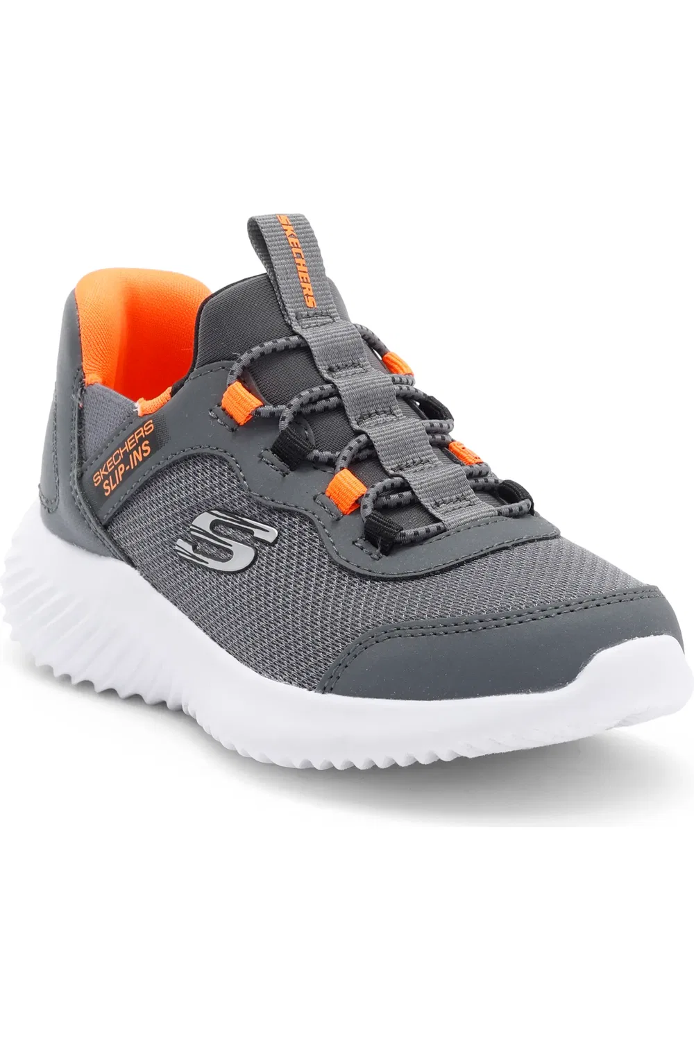 Детские кеды slip-on с пенной подушкой Memory Foam Bounder SKECHERS, серый/оранжевый