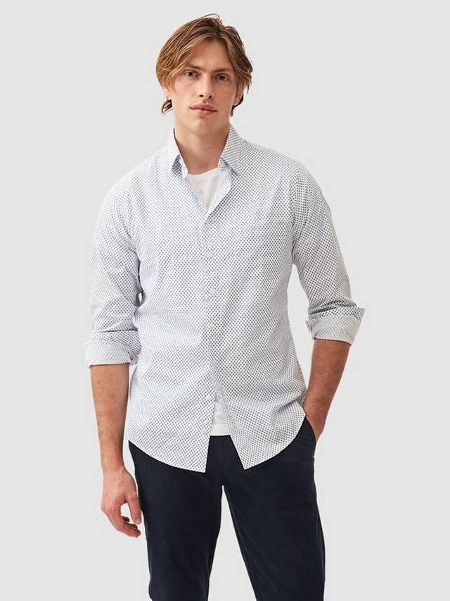 

Хлопковая рубашка с геометрическим принтом Samson Bay Slim Fit с длинными рукавами Rodd & Gunn, Snow