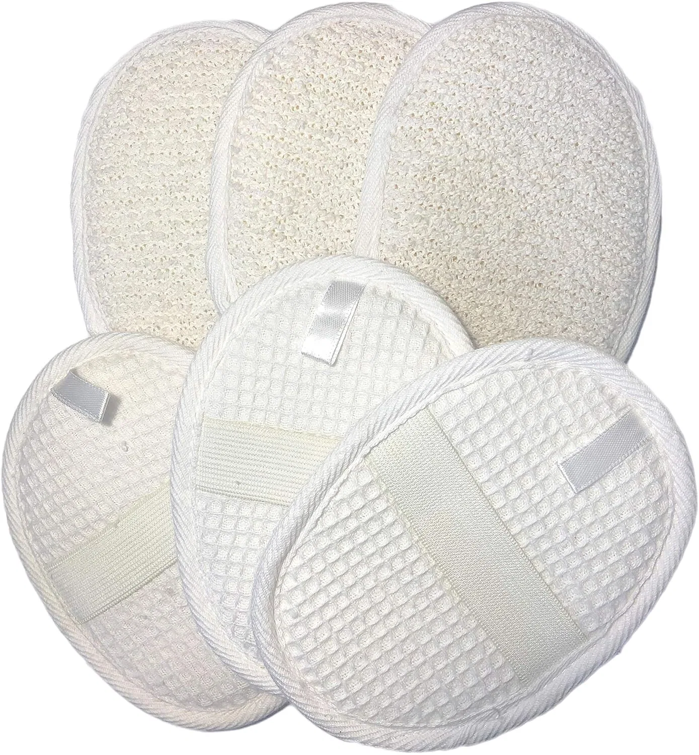 Мочалка для лица из люффы, 6 шт, Mr.Cui'shop, 14.5x11x1 см, White