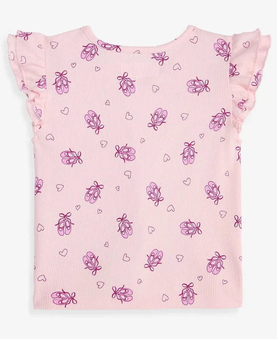 Футболка с двойными рукавами-воланами с принтом балеток Epic Threads, Pink Polish — фото 3