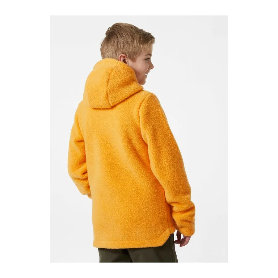 Детская куртка-флис с капюшоном, на молнии, модель Hh Jr Champ Pile Jacket, Helly Hansen, Горчичный — фото 4