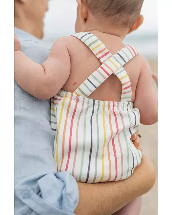 Детский боди с перекрестными бретелями Pehr, Stripes Away Rainbow — фото 3