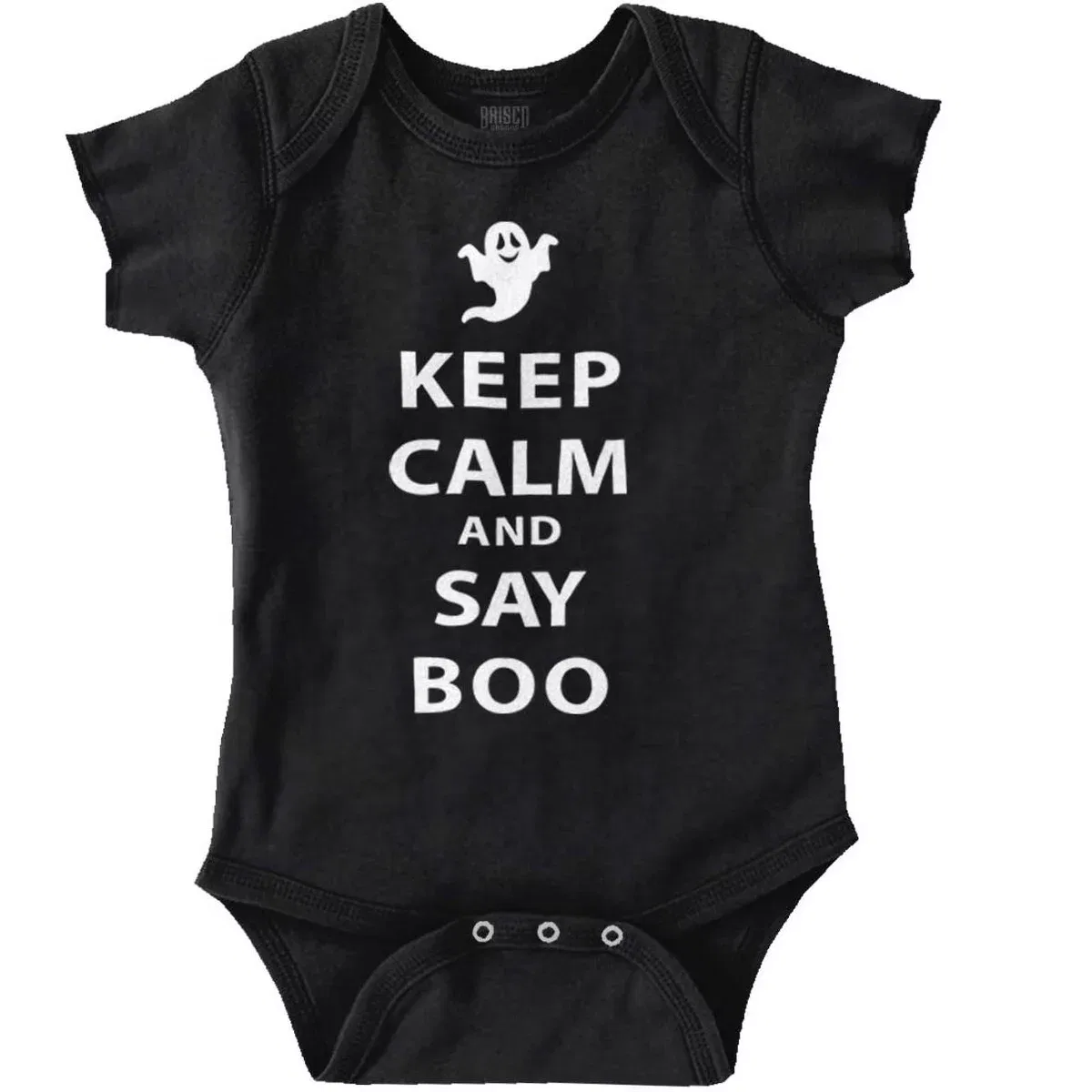 Детское боди-комбинезон с коротким рукавом Keep Calm and Say Boo Halloween Brisco Brands, Black