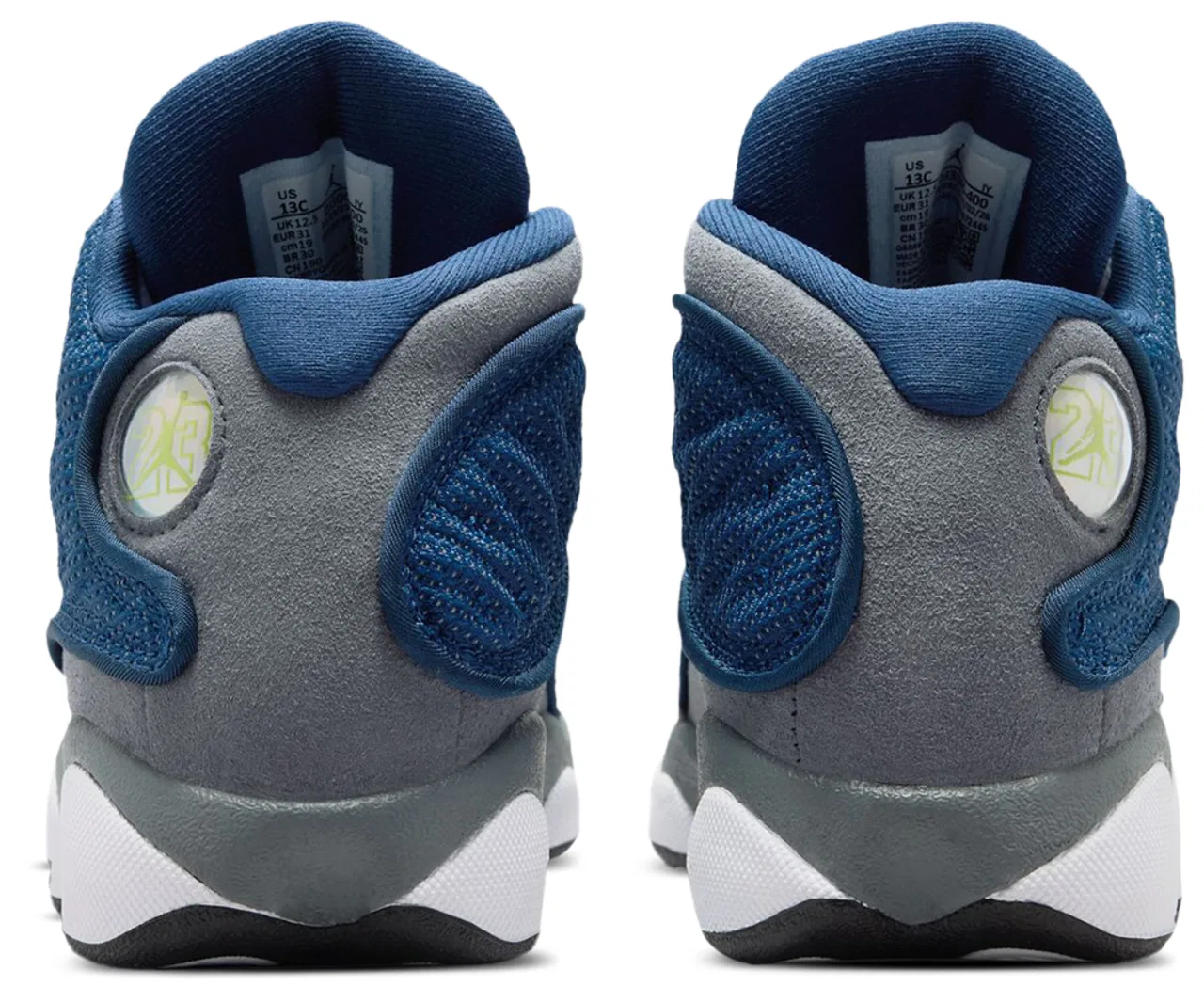 Детские кроссовки для мальчиков с верхом из кожи Jordan Retro 13 Jordan, Grey Navy University Blue — фото 3